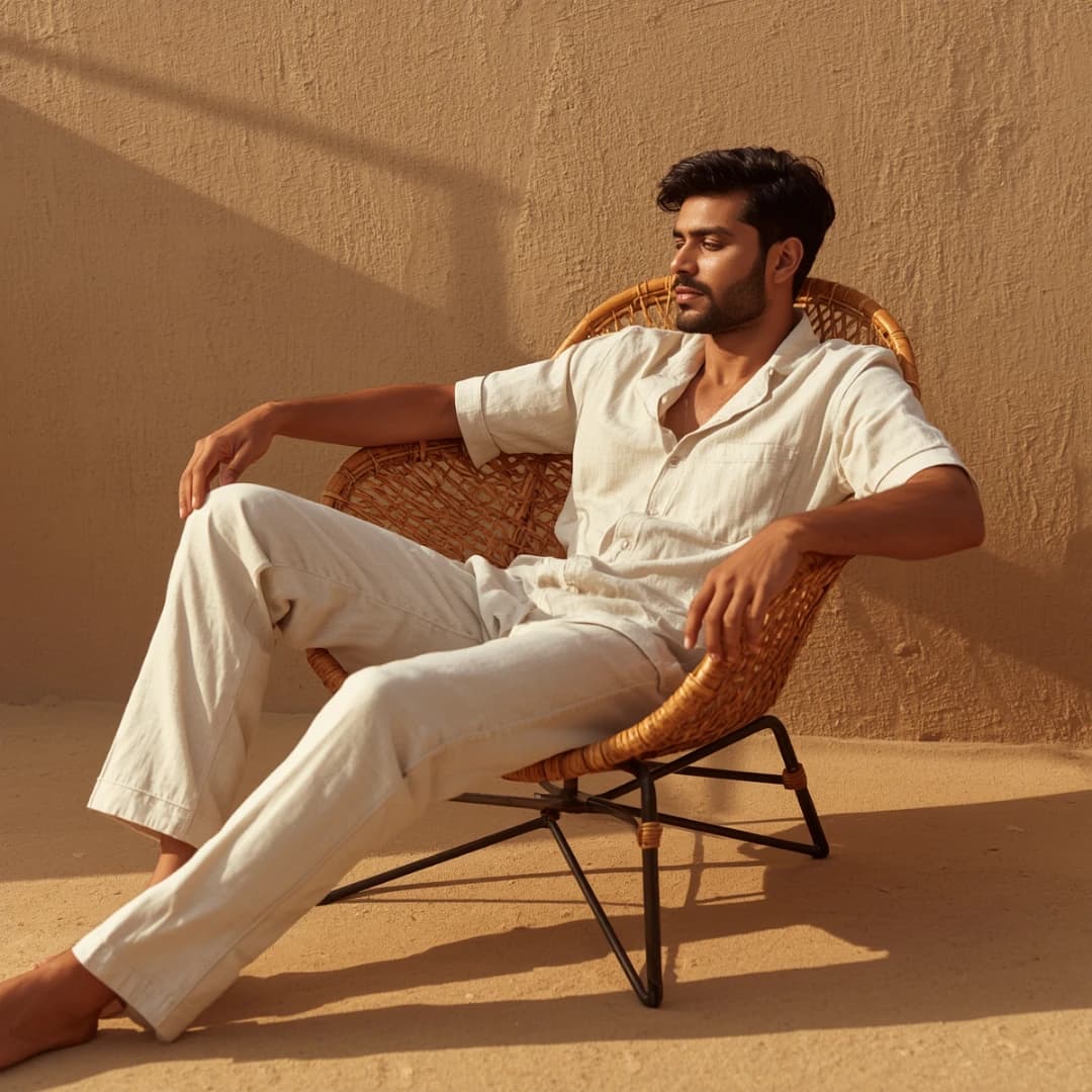 Beige Linen Pajama Pants