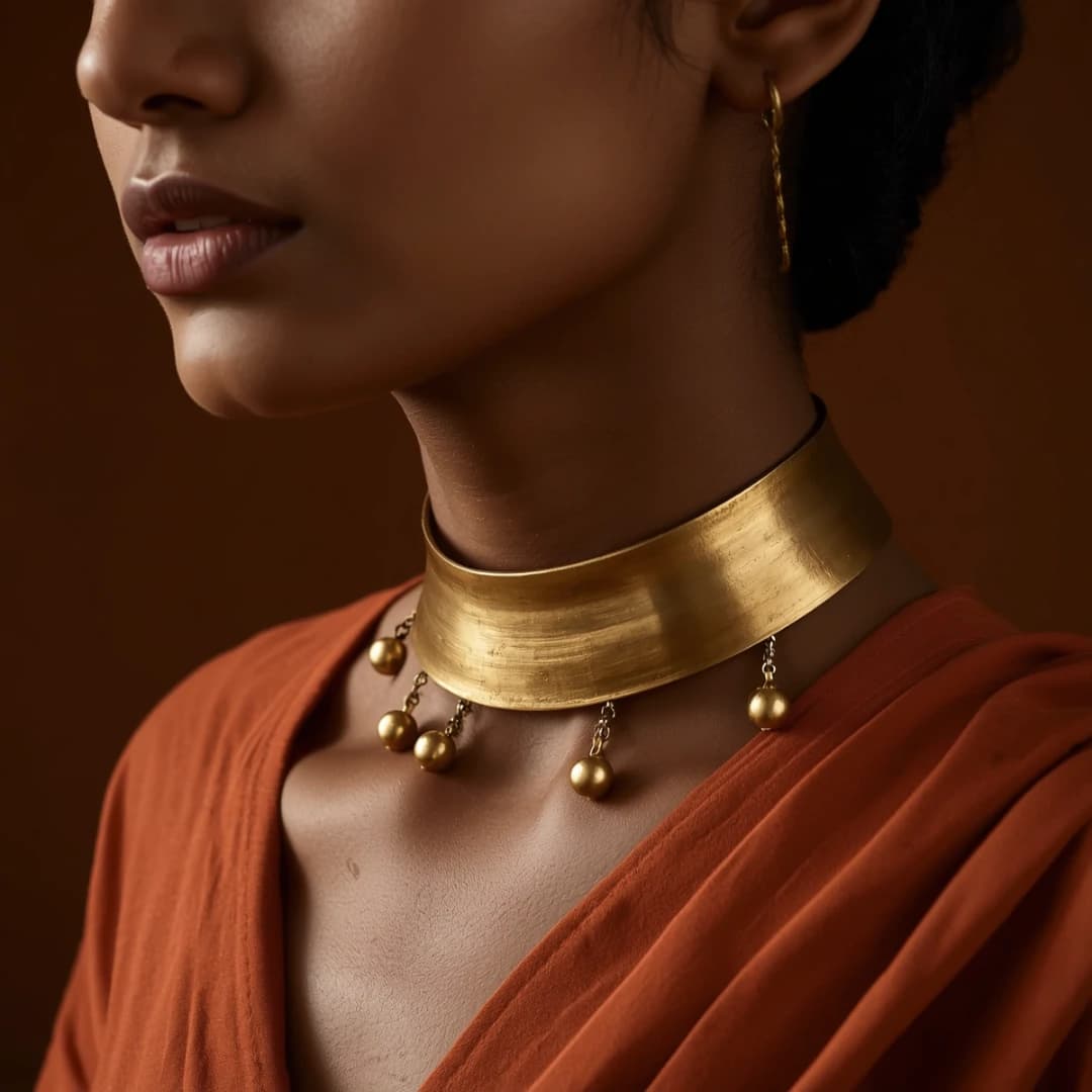 Brass Matte Finish Collar Necklace