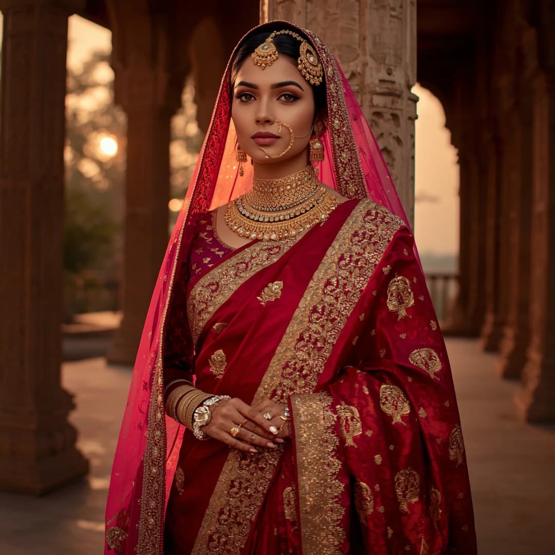 Crimson Red Benarasi Wedding Saree
