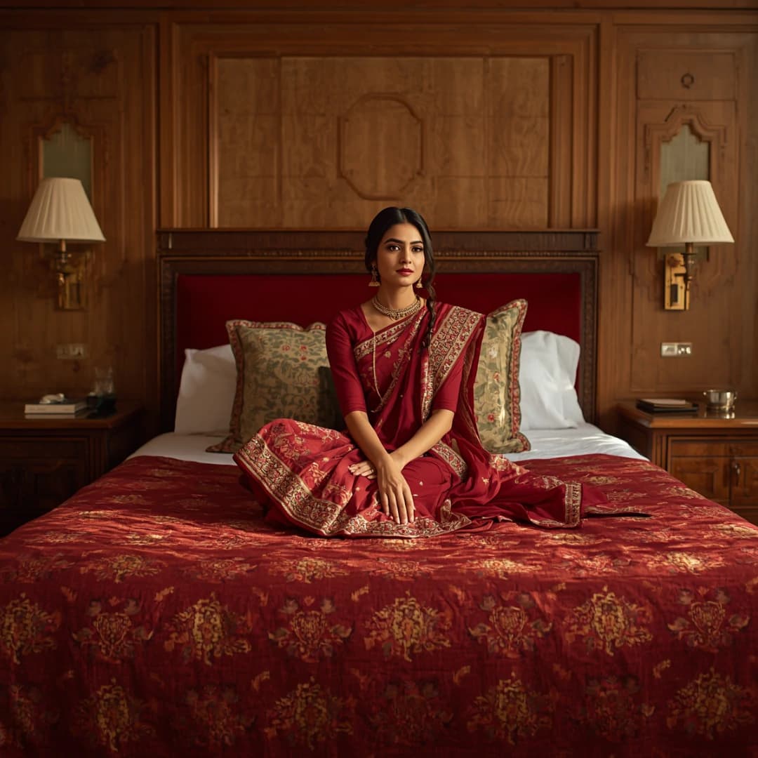 Crimson Red Nakshi Kantha Bedcover