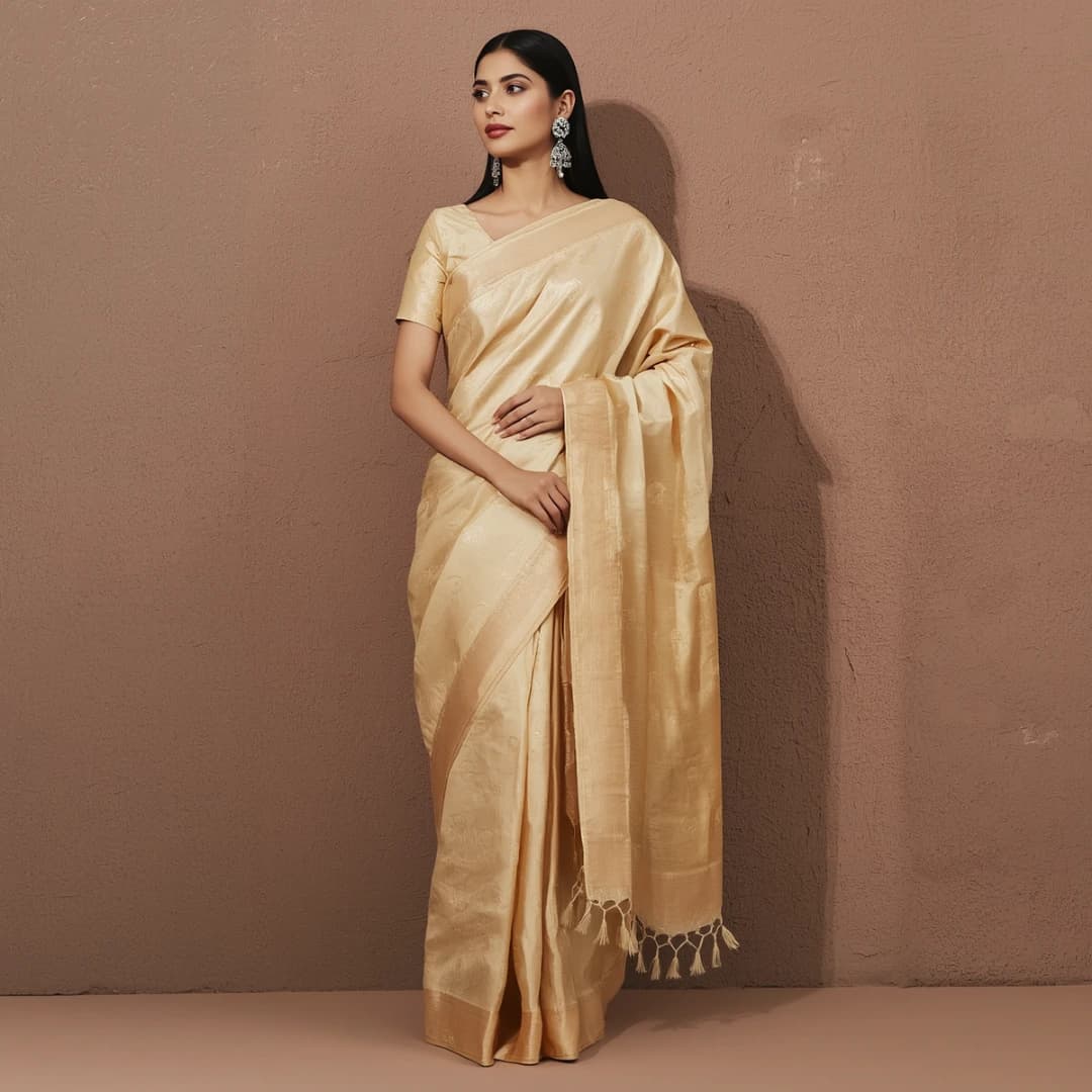 Golden Beige Endi Silk Saree