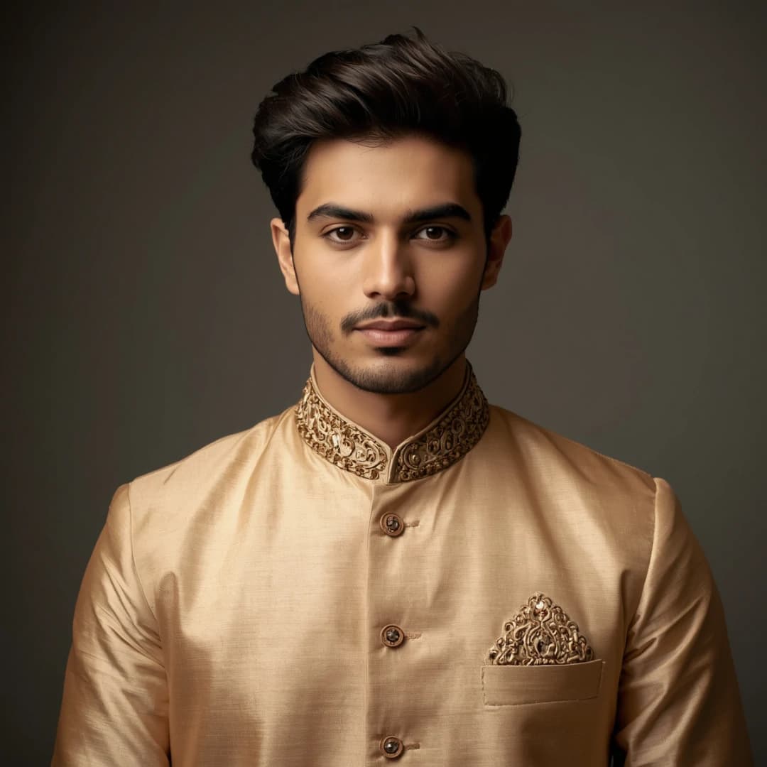 Golden Beige Rajshahi Silk Panjabi