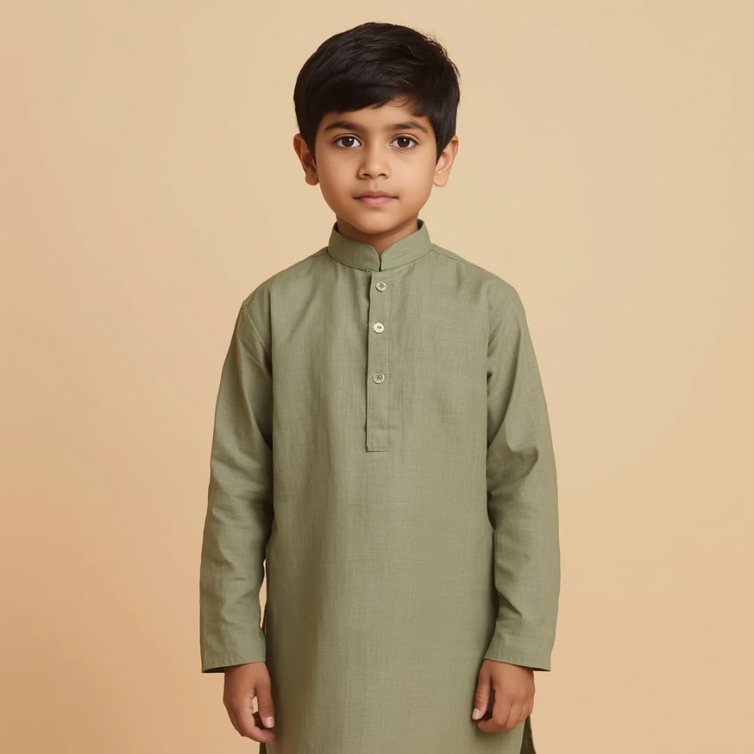 Kids Sage Green Linen Shirt