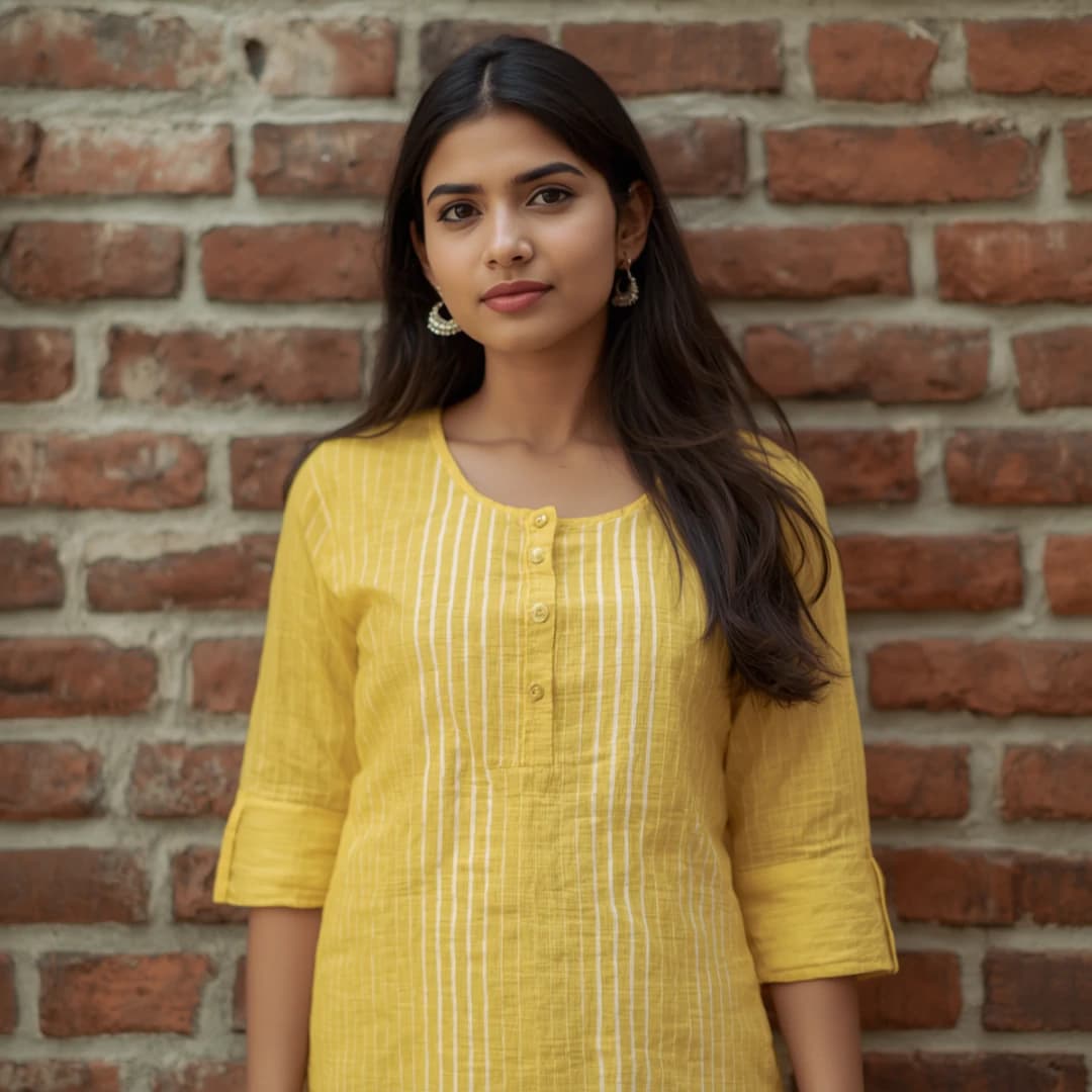 Lemon Yellow Handloom Kurta