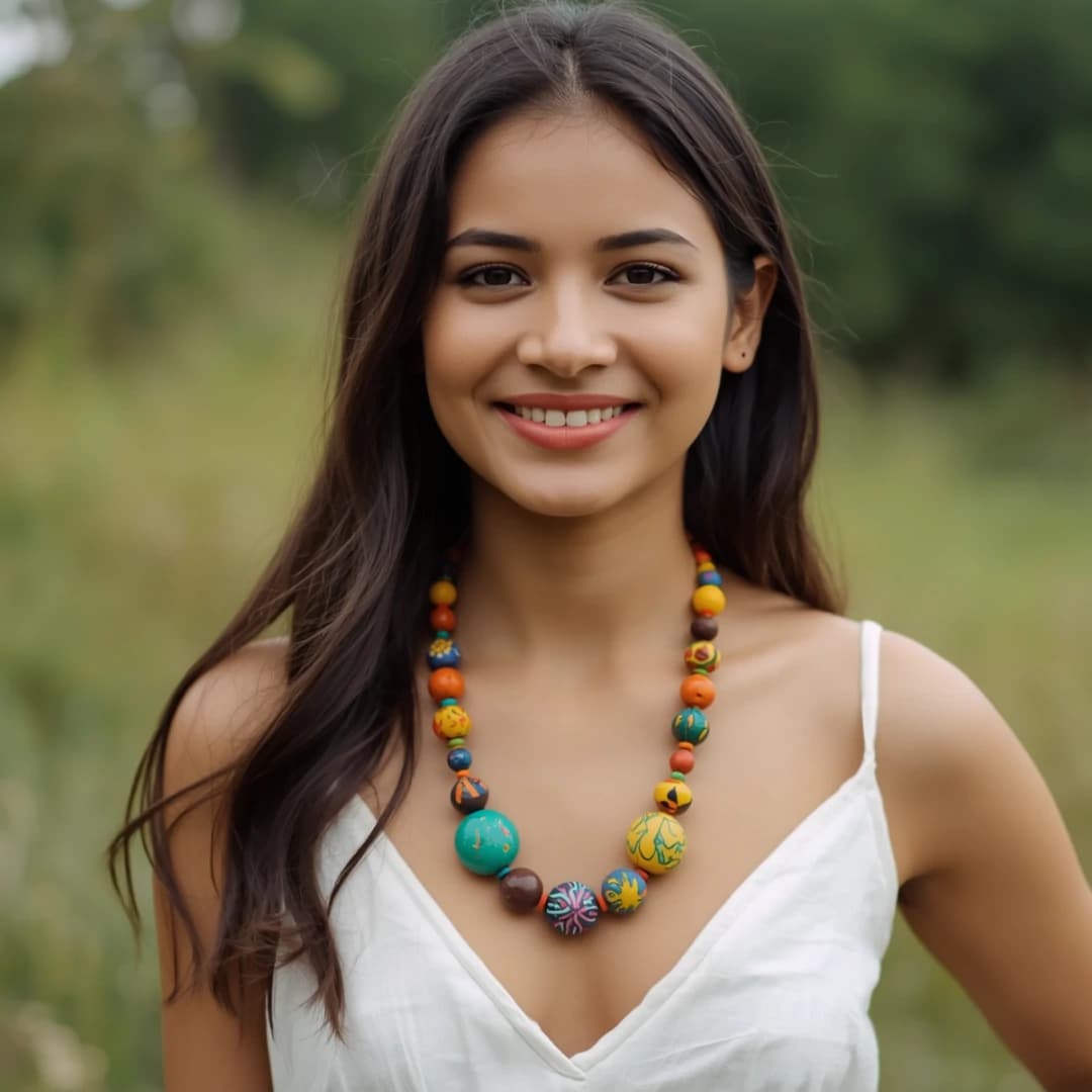 Multicolored Clay Beaded Necklace