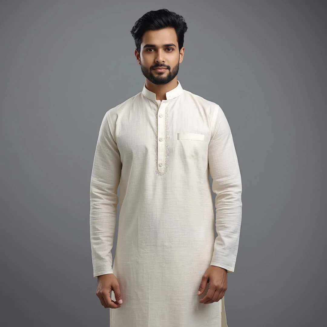 Off White Classic Cotton Panjabi