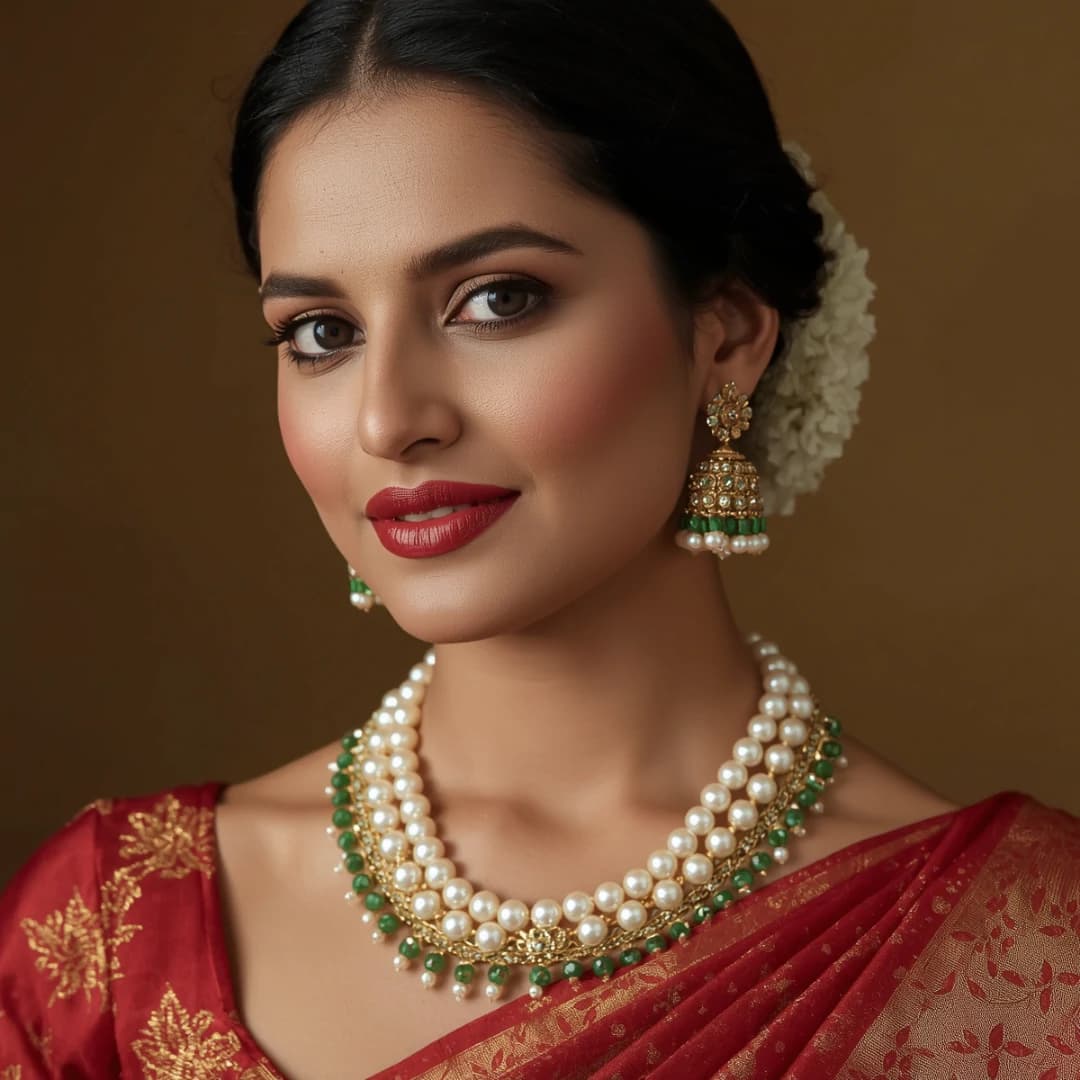 Pearl Emerald Beaded Necklace