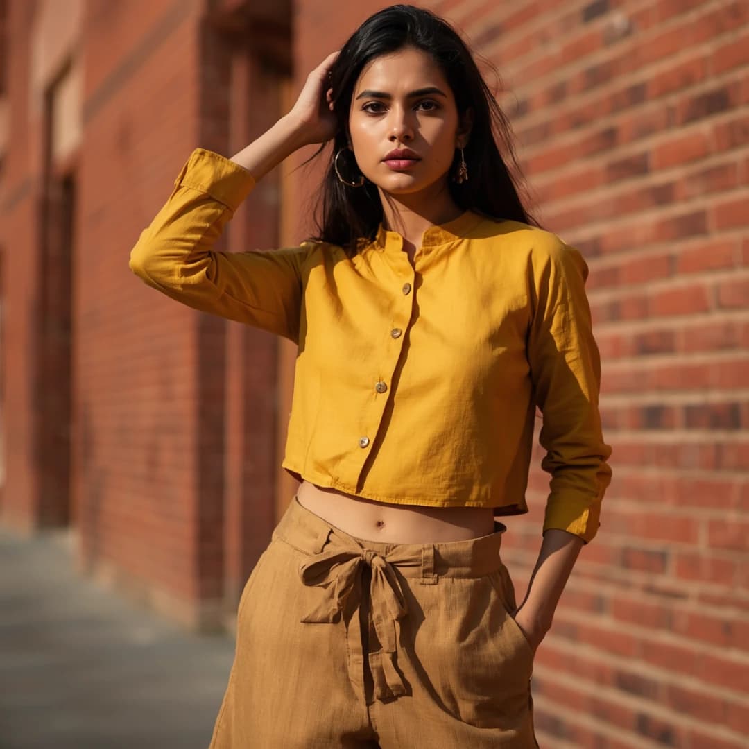 Taaga Mustard Cropped Tunic