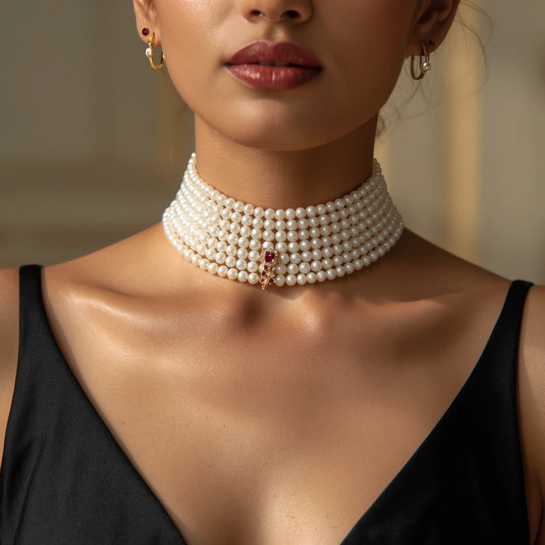 Threelayer Pearl Choker